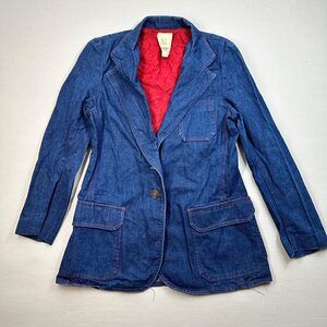Vintage Tom Boy of California Denim Blazer Red Lining Retro 70s